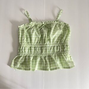 Kids Old Navy Girls Light Green Gingham Camisole Spring Ruffle Top size 5T